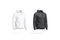 Blank black and white sport hoodie mockup set, side view