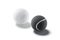 Blank black and white tennis ball mockup set, side view