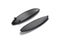 Blank black wood surfboarf with fins mockup, front and back