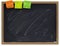 Blank blackboard with sticky notes