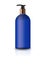Blank blue cosmetic round bottle with pump head for beauty or healthy product.