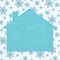 Blank blue house wood sign on snowflakes