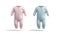 Blank blue and pink baby zip-up sleepsuit mockup, looped rotation