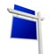 Blank Blue Real Estate Sign on White