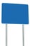 Blank Blue Road Sign Isolated Large Perspective Copy Space White Frame Roadside Signpost Signboard Pole Post Empty Traffic Signage