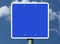 Blank blue square metal plate traffic road sign raster image with white border