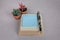 Blank blue sticky posted notepad no writing no words ready to add content