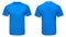 Blank blue t-shirt mock up template, front and back view, isolated white background