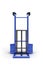 Blank blue two-wheeled hand truck for transporting heavy loads,