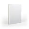 Blank book cover over white background with shadow.