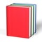 Blank books three red green blue cover standing empty