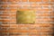 Blank Brass sign on brick wall texture