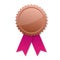 Blank bronze award with pink ribbons isolated vector illustration