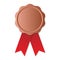 Blank bronze medal with red ribbon, vector illustration