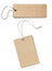 Blank brown cardboard price tags or labels set isolated