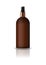 Blank brown cosmetic round bottle with pressed spray head.