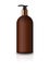 Blank brown cosmetic round bottle with pump head.