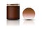 Blank brown cosmetic round jar with copper lid in high size.