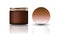 Blank brown cosmetic round jar with copper lid in medium high size.