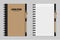 Blank brown paper notebook with pencil mockup template.