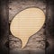 Blank Brown paper Speech on wood background