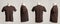 Blank brown tshirt template  from four sides