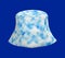 Blank bucket hat mock-up isolated on blue