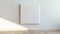 A blank canvas against a white wall forms the centerpiece of this art gallery showcasing the simplicity and beauty of