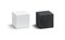 Blank canvas black and white cube mock up set