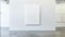 A blank canvas hanging on a crisp white wall inviting viewers to envision their own interpretation of the piece. . AI