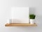 Blank canvas mockup floating shelf