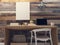 Blank Canvas on rustic wall retro hipster interior