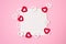 A blank card with hearts for valentine`s day . layout for text on a pink background. For Valentine`s Day greetings and