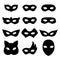 Blank carnival masks icons templates set illustration.