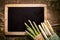 Blank Chalkboard with Asparagus on the Corner