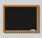 Blank chalkboard for school class. Wooden blackboard with chalk for education in university. Board for teacher lesson in classroom