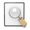 Blank clipboard and magnifier
