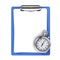 Blank clipboard with stopwatch