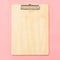 Blank clipboard wooden mock up on pink pastel color background