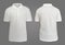 Blank collared shirt mock up template, front and back view, plain white t-shirt isolated on grey. Polo tee design mockup