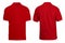 Blank collared shirt mock up template, front and rear view, plain red t-shirt isolated on white. Polo tee design mockup