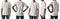 Blank collared shirt mock up template, front side and back view, Asian teenage male model wearing plain white t-shirt isolated on