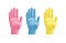 Blank colored rubber gloves palm mockup, front view