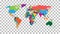 Blank colorful world map on isolated background. World map vector template for website, infographics, design. Flat earth world ma