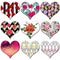 Blank cute Valentines Day hearts elements tags, stickers, button
