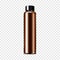 Blank dark brown clear bottle with black screw cap on transparent background mock-up. Beauty product cylindrical container