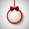 Blank decorative tag with red bow, vector illustration