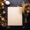 Blank diary empty page note book top view new year Christmas celebration light flower decoration for background image