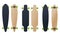 Blank different longboard skateboard model vector