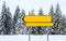Blank direction signs at mountain ski resort